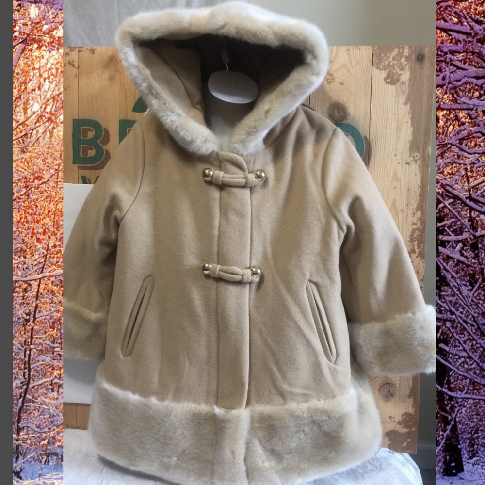 CHLOE GIRLS AUTHENTIC BEIGE WOOL COAT 2X HOST PICK!🎈🎉🙌🏻🥰👏🏻 - Picture 2 of 8